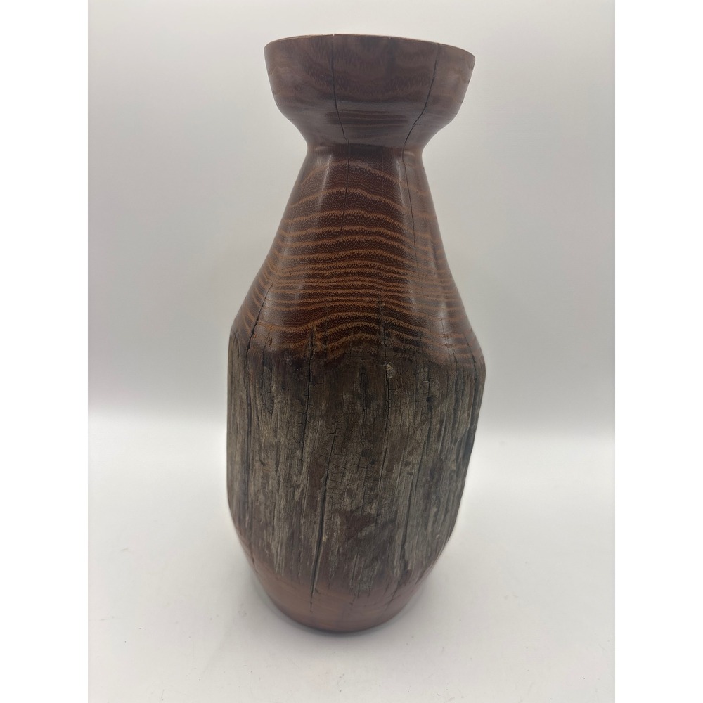 Handcrafted Osage Orange Wood Vase Reclaimed Fence Post Art Kansas Artisan FP3A